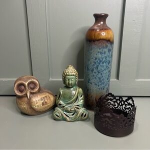 Home Decor Bundle with Buddha and Owl